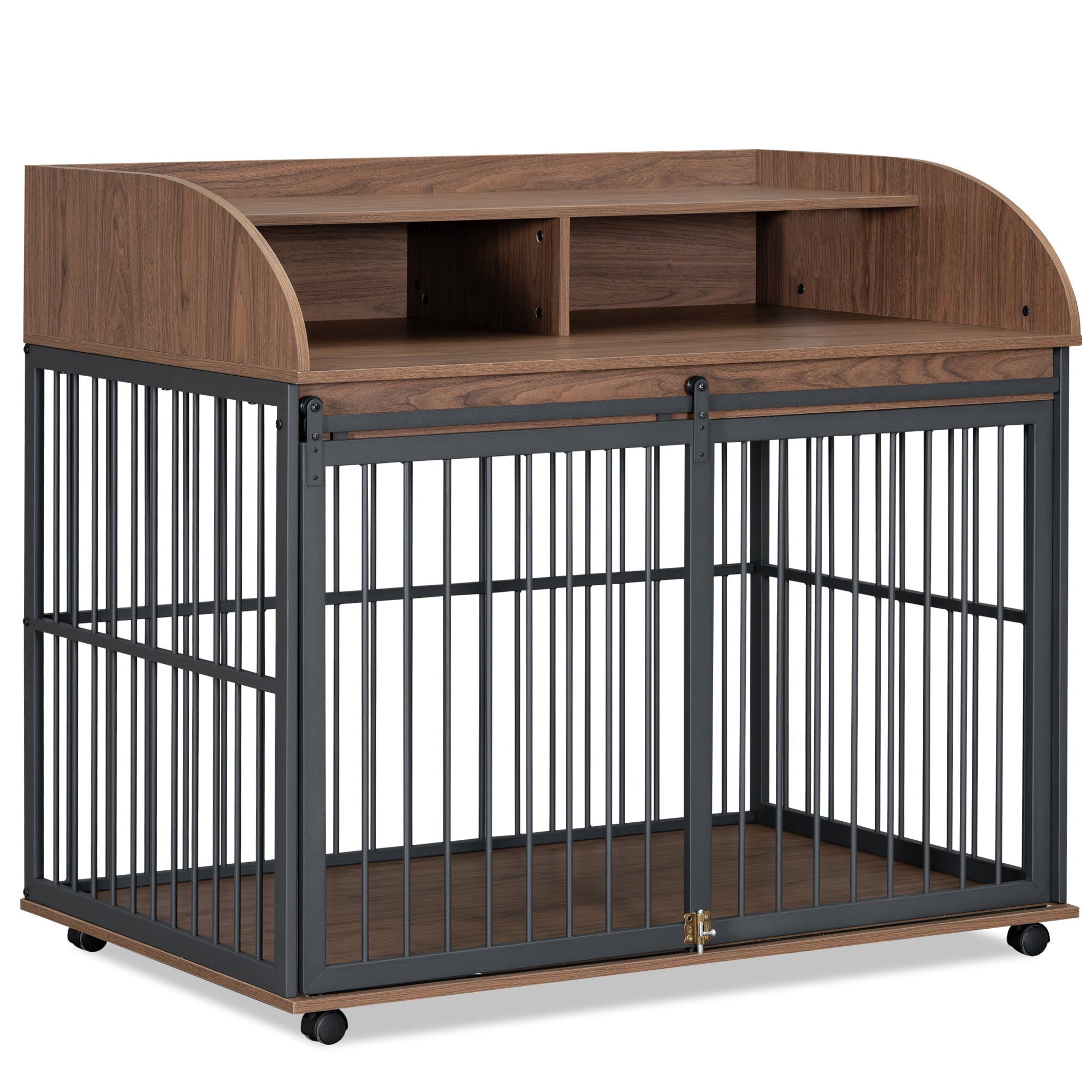 Large Dog Crate Furniture – 44" with Lockable Wheels