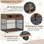 Large Dog Crate Furniture – 44" with Lockable Wheels