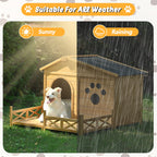 Large Wooden Dog Kennel with Porch & Asphalt Roof
