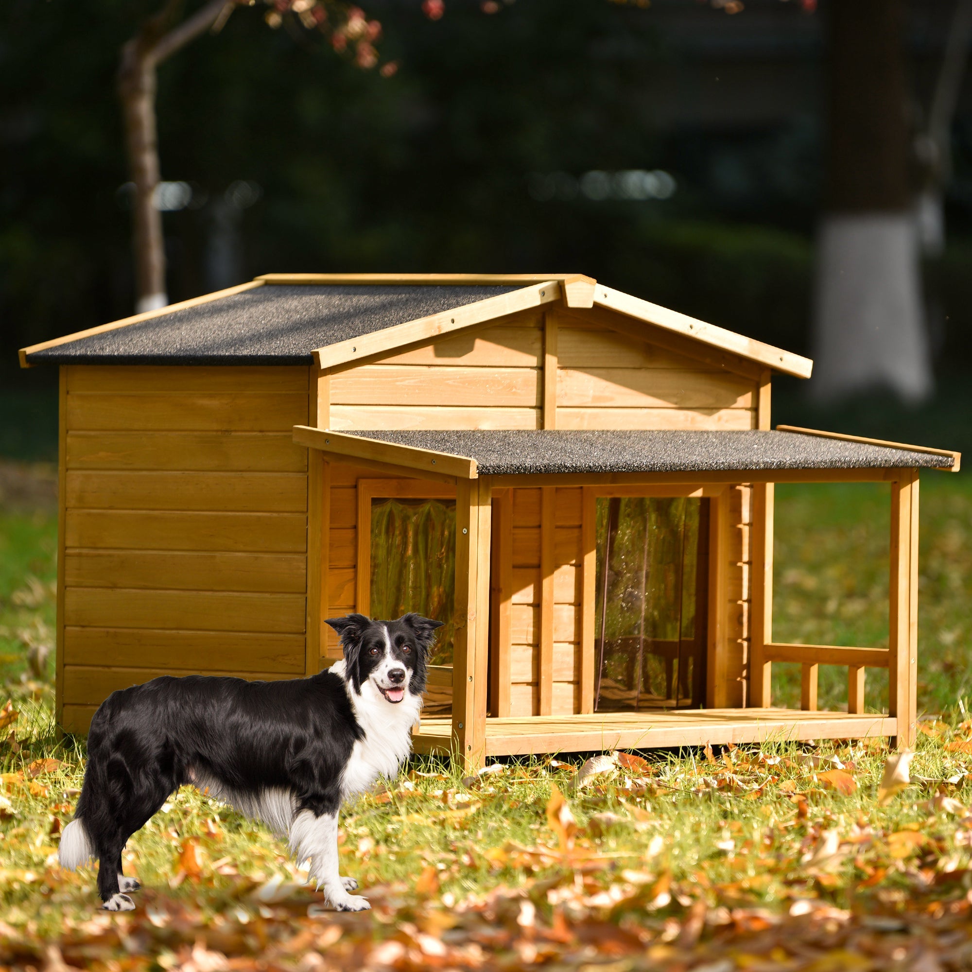 Cabin-Style Wooden Dog House – Indoor/Outdoor Crate