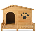 Large Wooden Dog Kennel with Porch & Asphalt Roof
