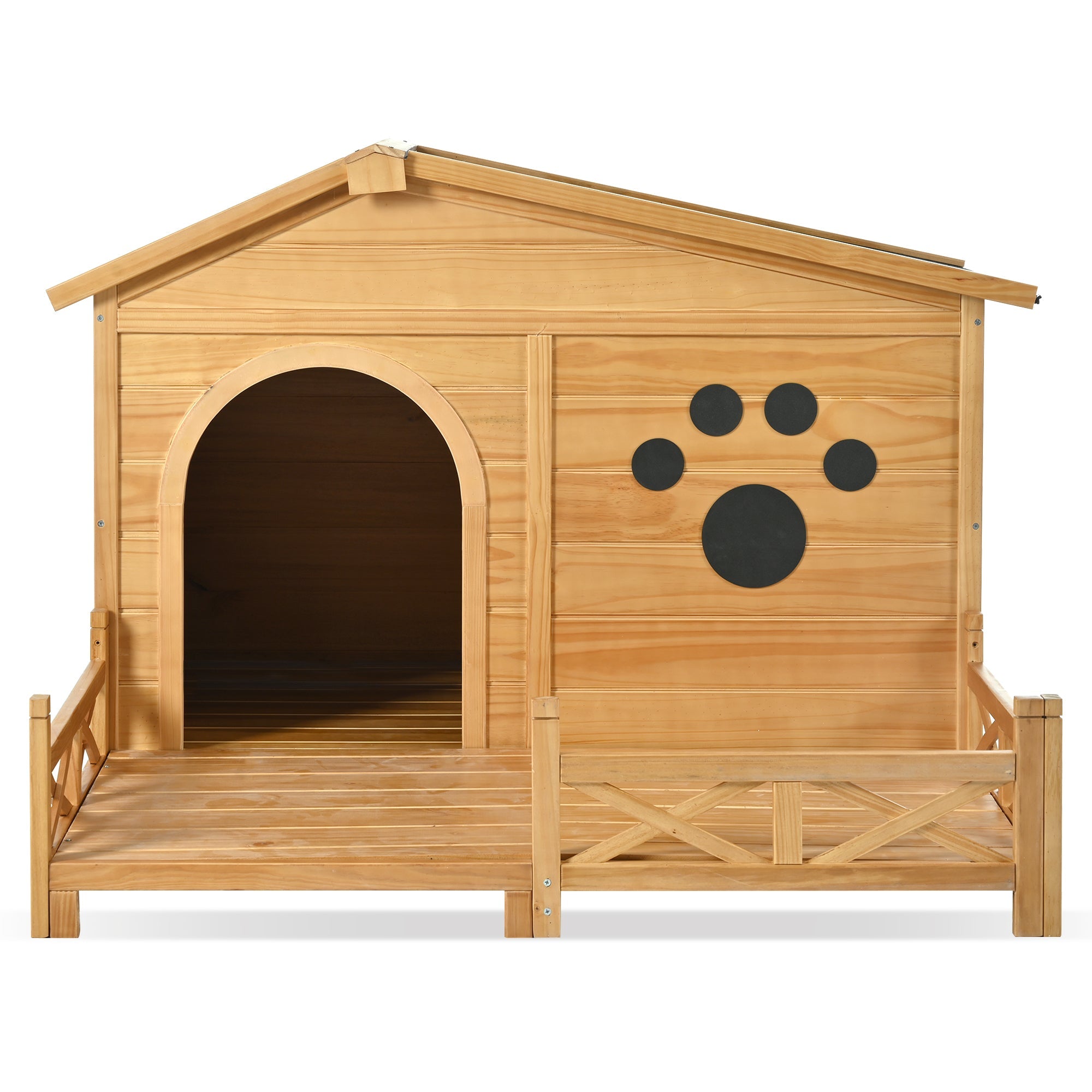 Large Wooden Dog Kennel with Porch & Asphalt Roof