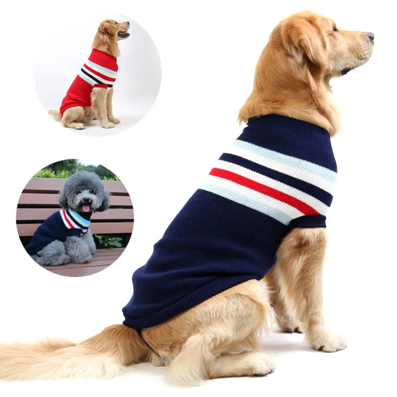 Striped Dog Sweater – Winter Warm Pet Clothes