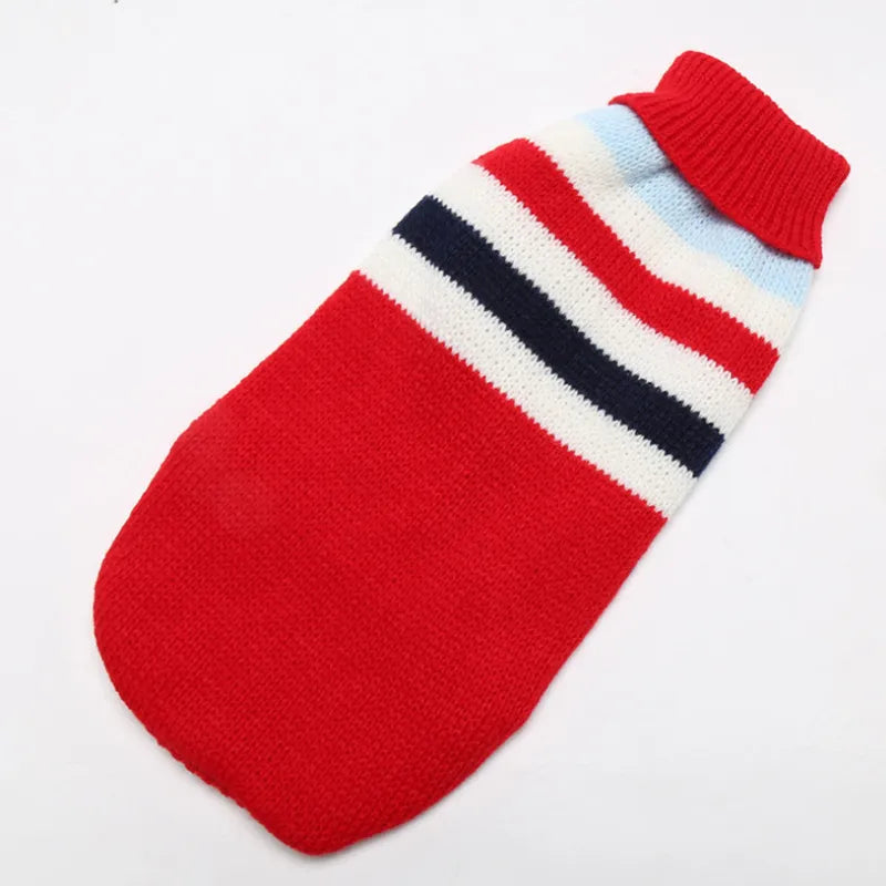 Striped Dog Sweater – Winter Warm Pet Clothes