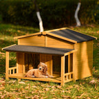 Cabin-Style Wooden Dog House – Indoor/Outdoor Crate