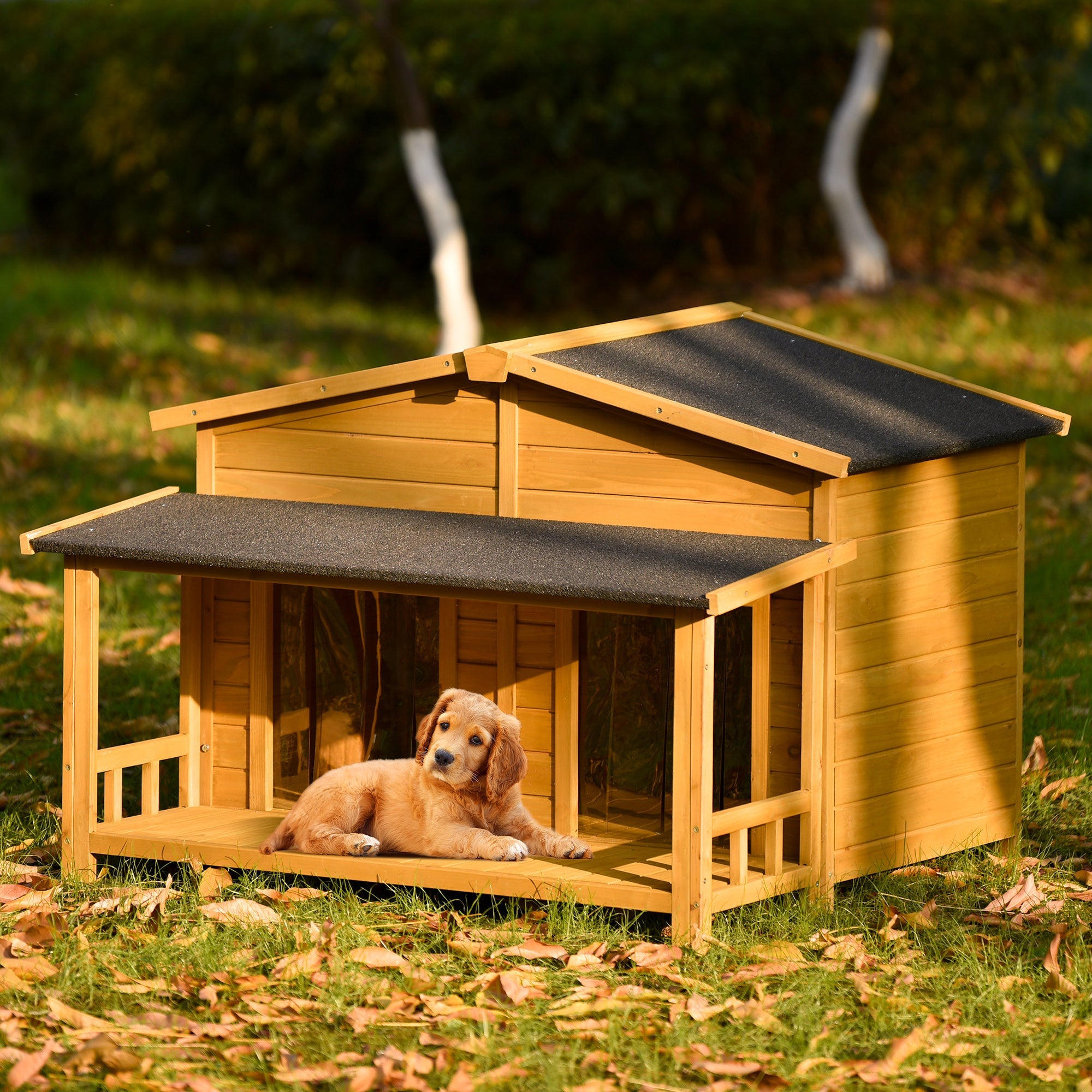 Cabin-Style Wooden Dog House – Indoor/Outdoor Crate