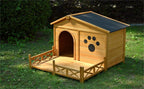Large Wooden Dog Kennel with Porch & Asphalt Roof