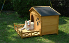 Large Wooden Dog Kennel with Porch & Asphalt Roof