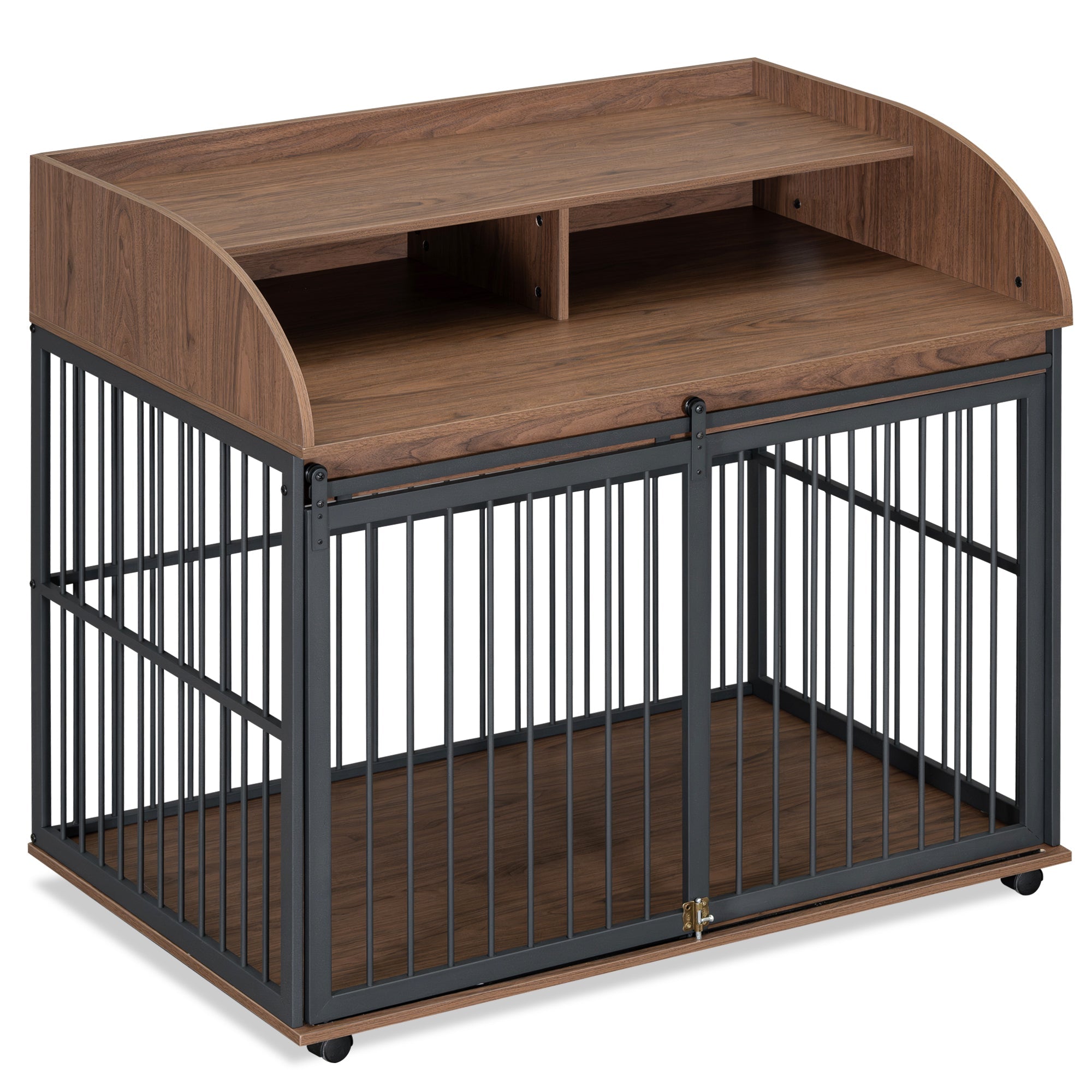 Large Dog Crate Furniture – 44" with Lockable Wheels