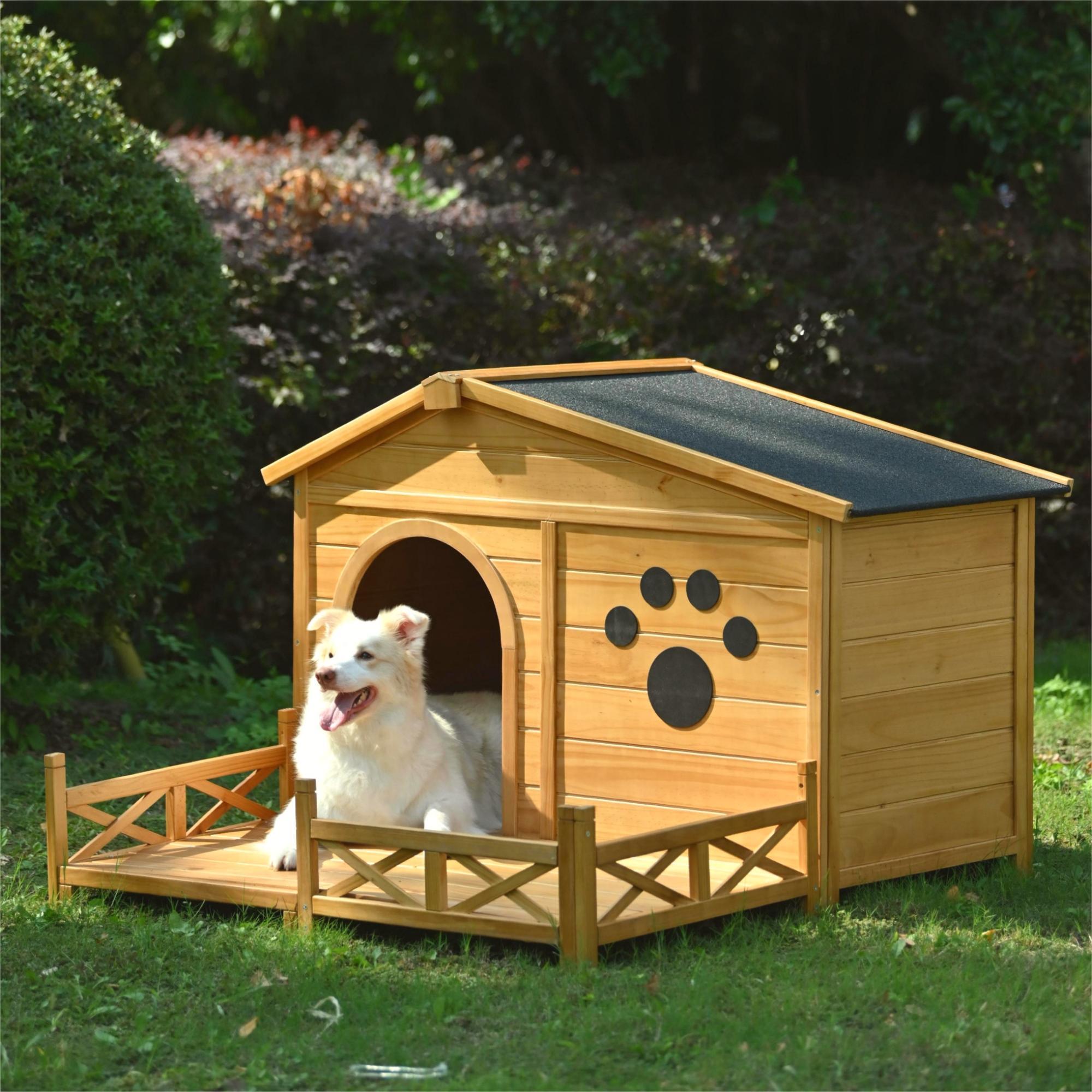 Large Wooden Dog Kennel with Porch & Asphalt Roof